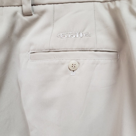 Bolle Golf Pants 40x32 Khaki Pleated Front Cuffs - Picture 2 of 5
